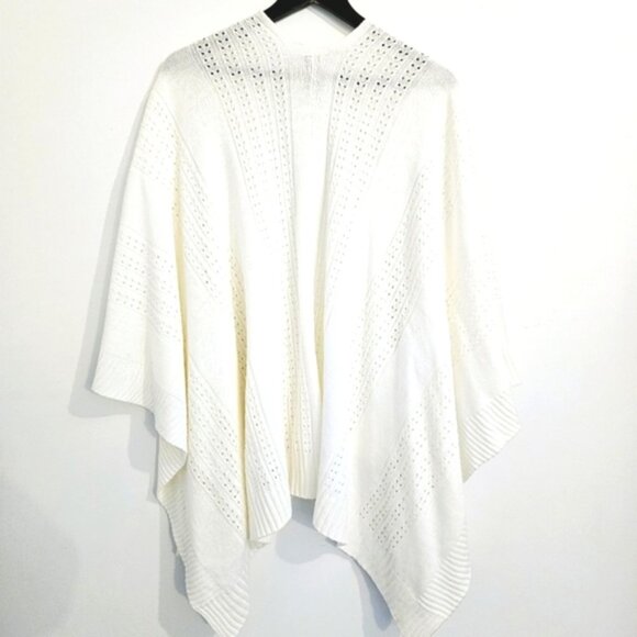 East 5th Women's OS Cream Open Front Knit Lightweight Spring Shawl Sweater Wrap - Picture 3 of 6
